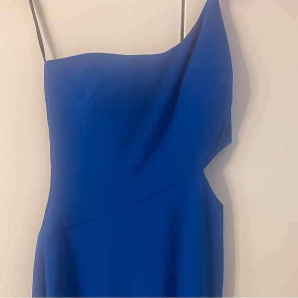 Betsy & Adam Cobalt Blue Cutout Crepe
Sheath Gown - Picture 5 of 8
